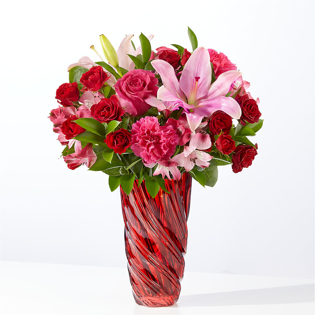 In Love Bouquet with Luxe Swirl Vase – Thompson Country Florist, Wintersville OH
