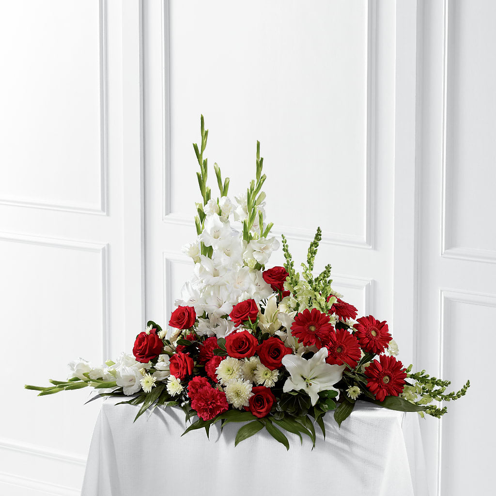 Crimson & White Arrangement – Thompson Country Florist, Wintersville OH
