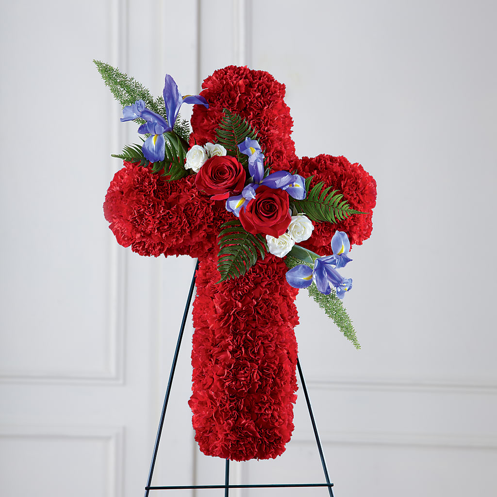 Faithful Hero Floral Cross – Thompson Country Florist, Wintersville OH