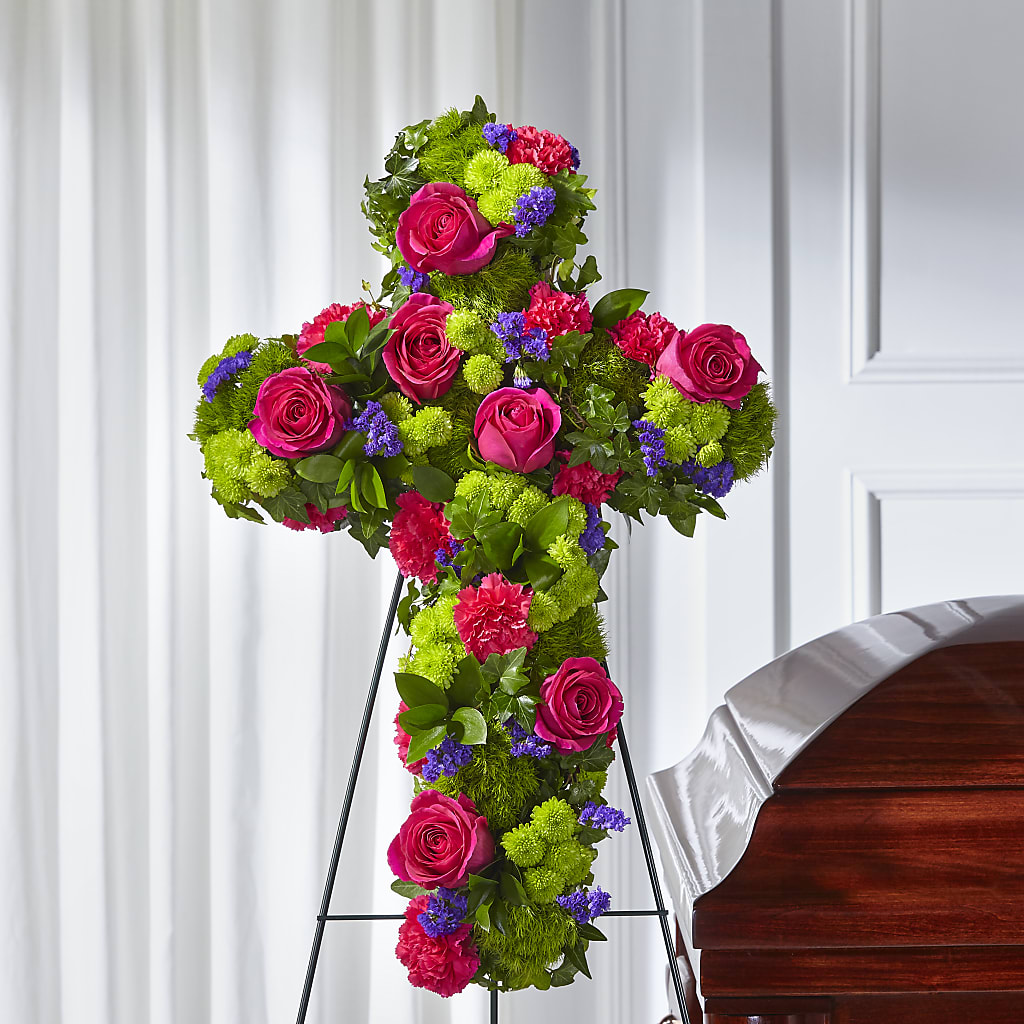 Tribute Rose Floral Cross – Thompson Country Florist, Wintersville OH