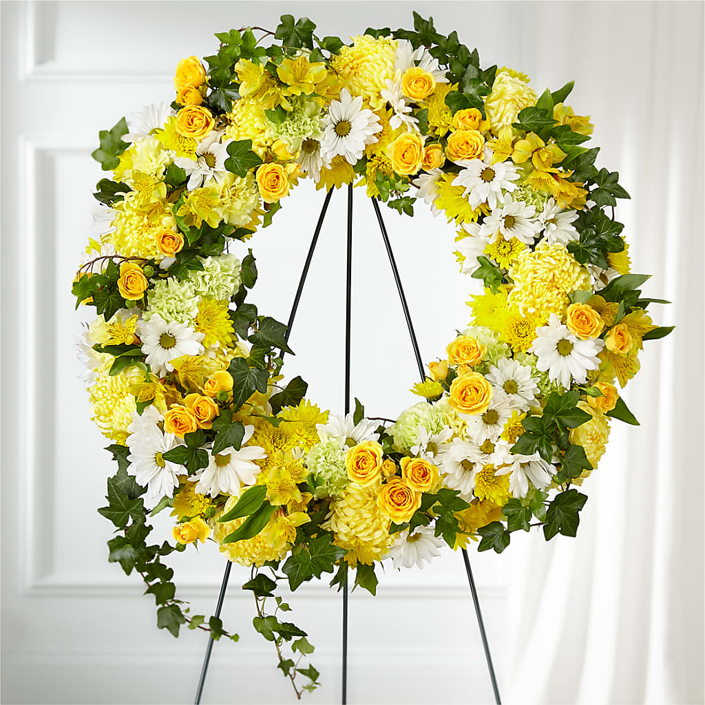 Golden Remembrance Wreath – Thompson Country Florist, Wintersville OH