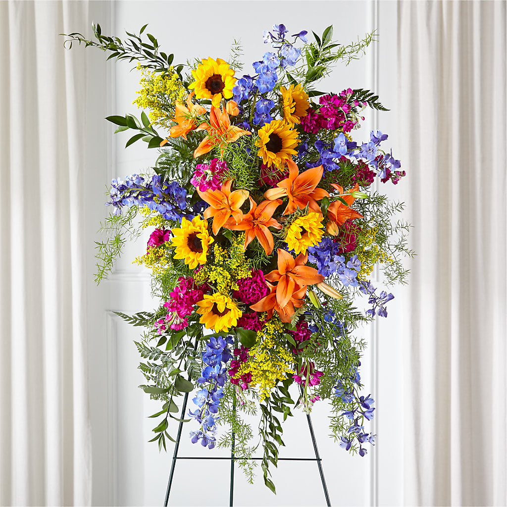 Sunlit Memories Standing Spray (Standard) – Thompson Country Florist, Wintersville OH