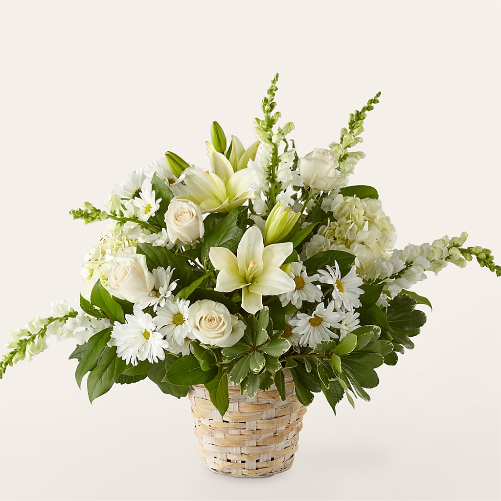 Ivory Elegance Floral Basket – Thompson Country Florist, Wintersville OH