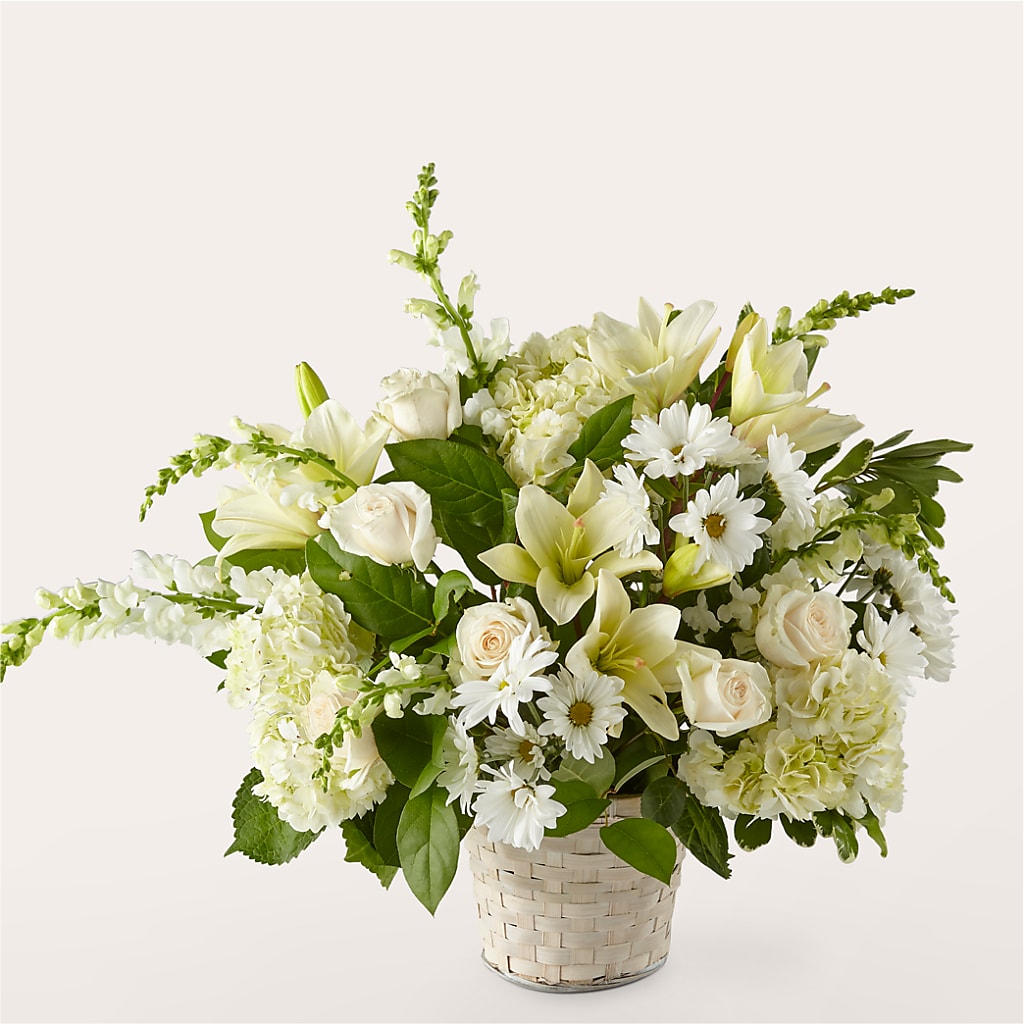 Ivory Elegance Floral Basket – Thompson Country Florist, Wintersville OH