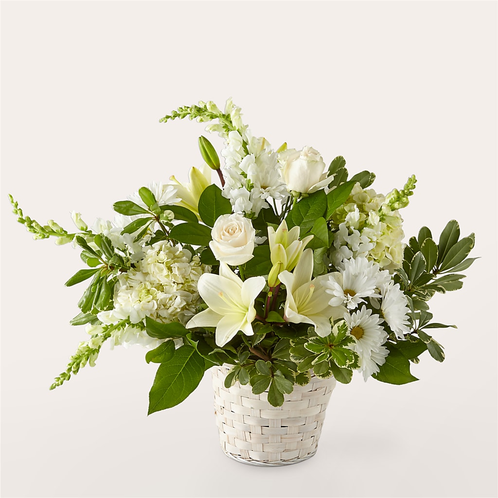Ivory Elegance Floral Basket – Thompson Country Florist, Wintersville OH