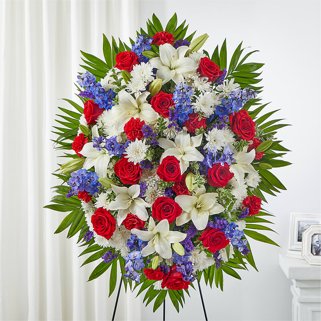Cherished Service Standing Spray – Thompson Country Florist, Wintersville OH
