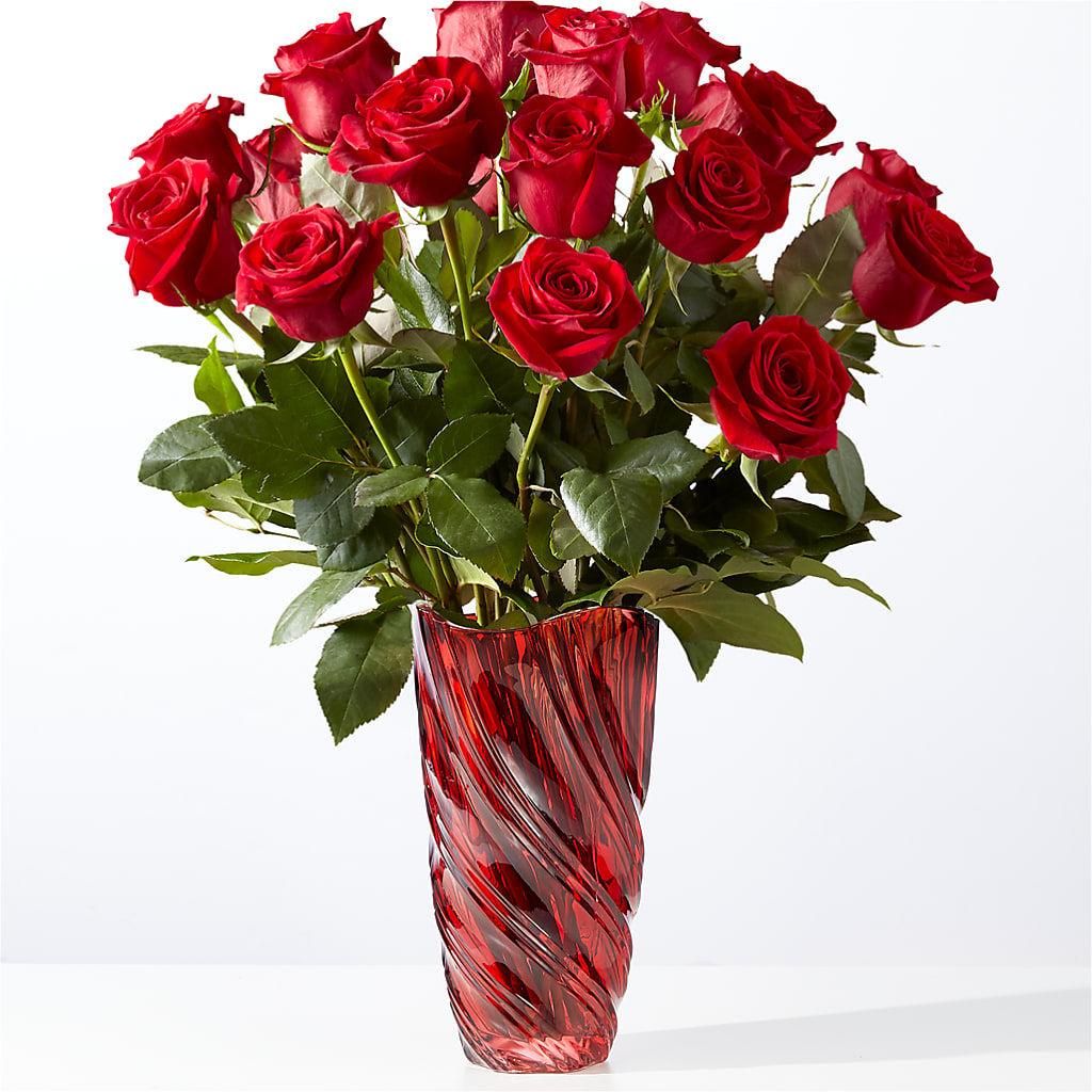 Classic Love Red Rose Bouquet with Luxe Swirl Vase – Thompson Country Florist, Wintersville OH
