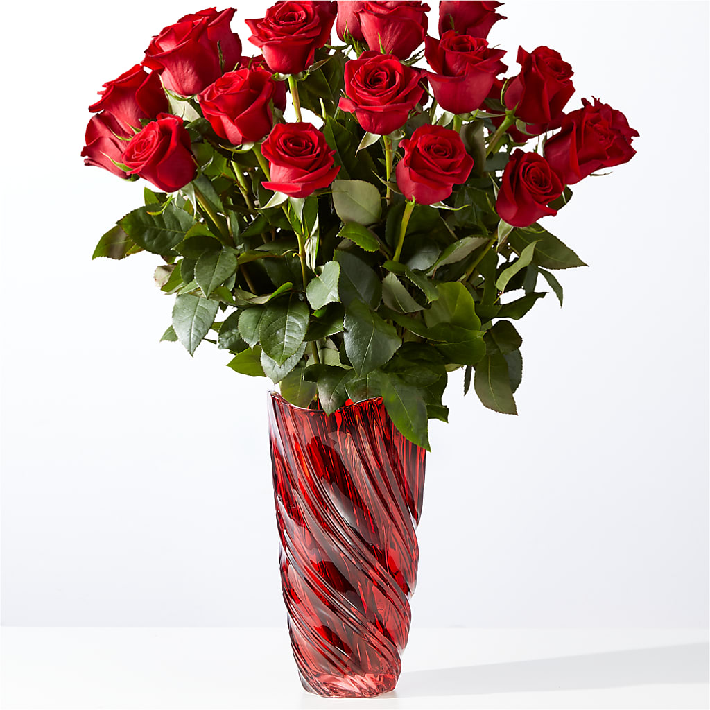 Classic Love Red Rose Bouquet with Luxe Swirl Vase – Thompson Country Florist, Wintersville OH