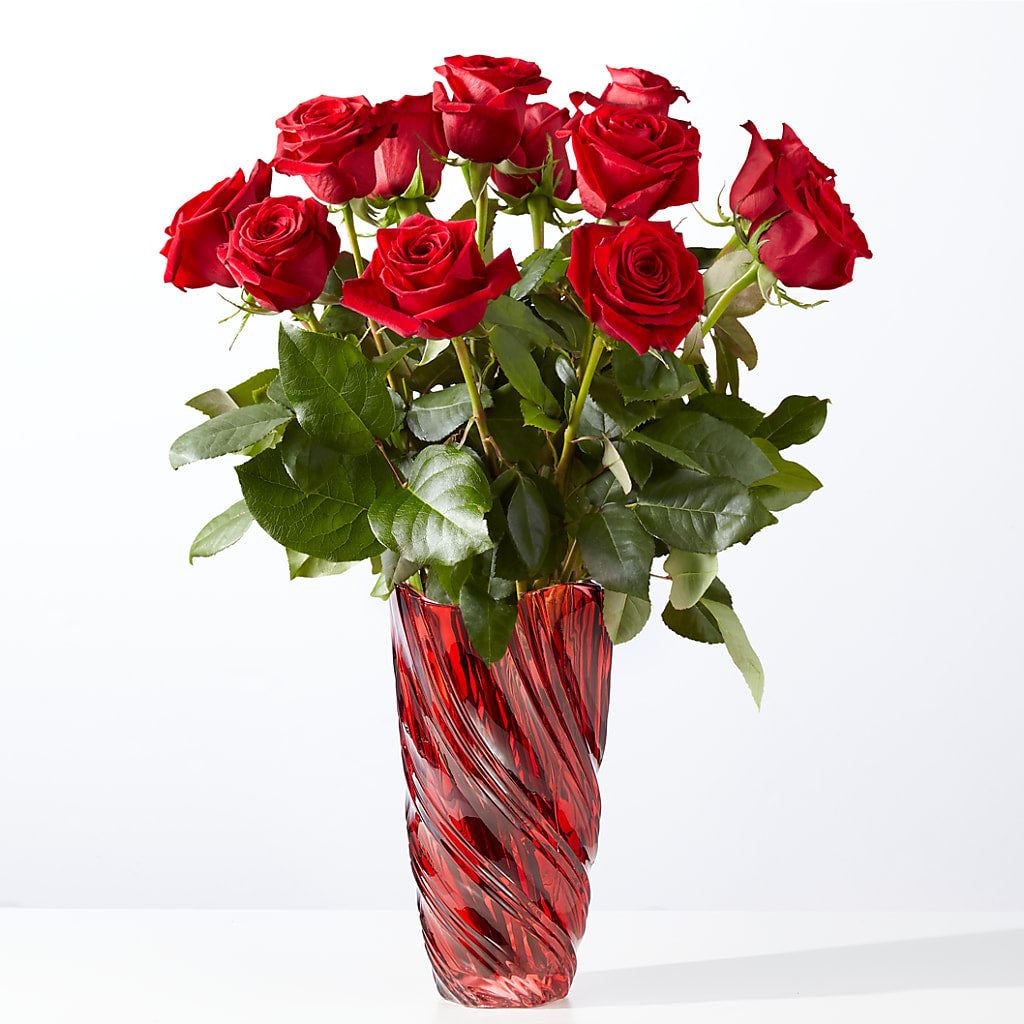 Classic Love Red Rose Bouquet with Luxe Swirl Vase – Thompson Country Florist, Wintersville OH