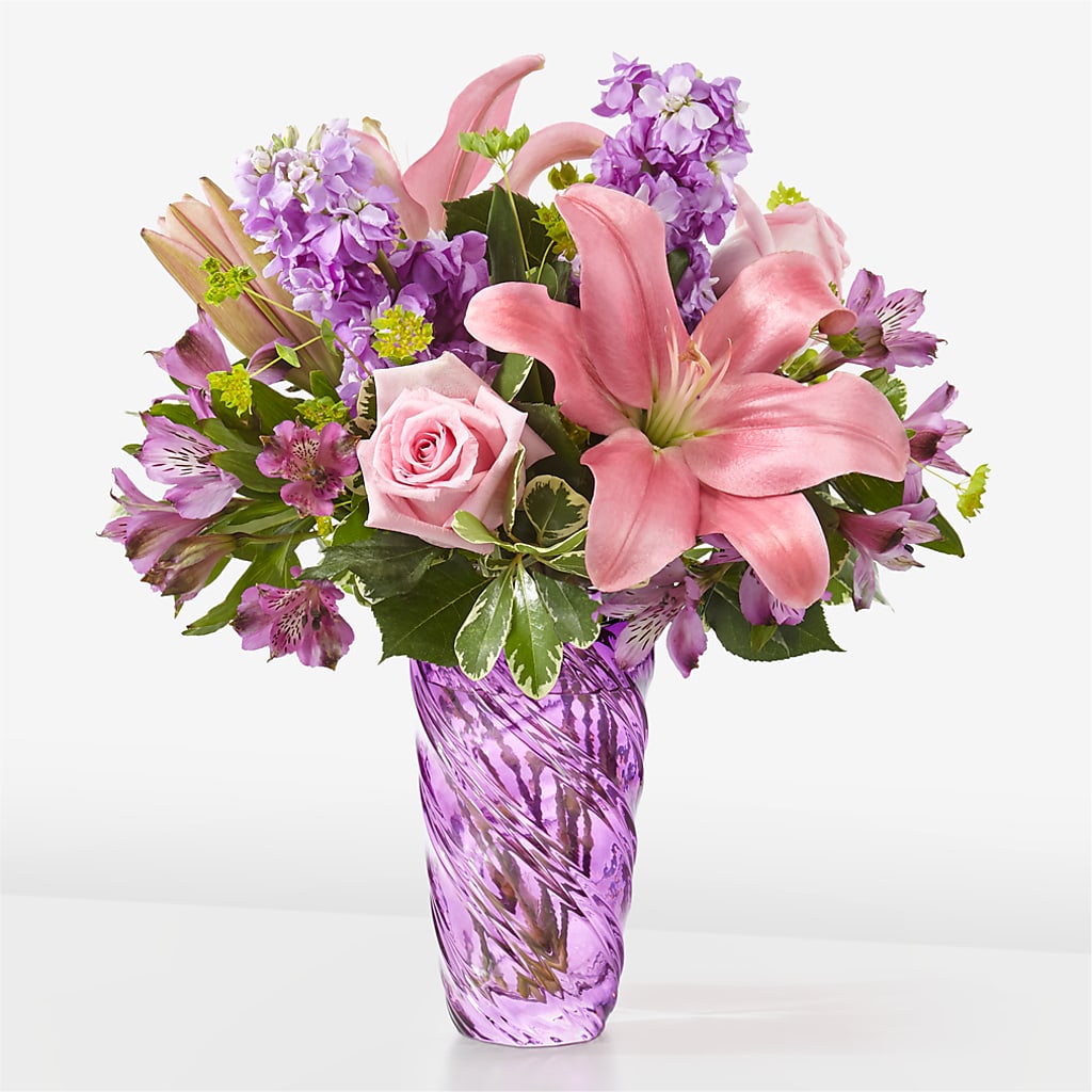 Precious Petals Bouquet with Luxe Swirl Vase – Thompson Country Florist, Wintersville OH