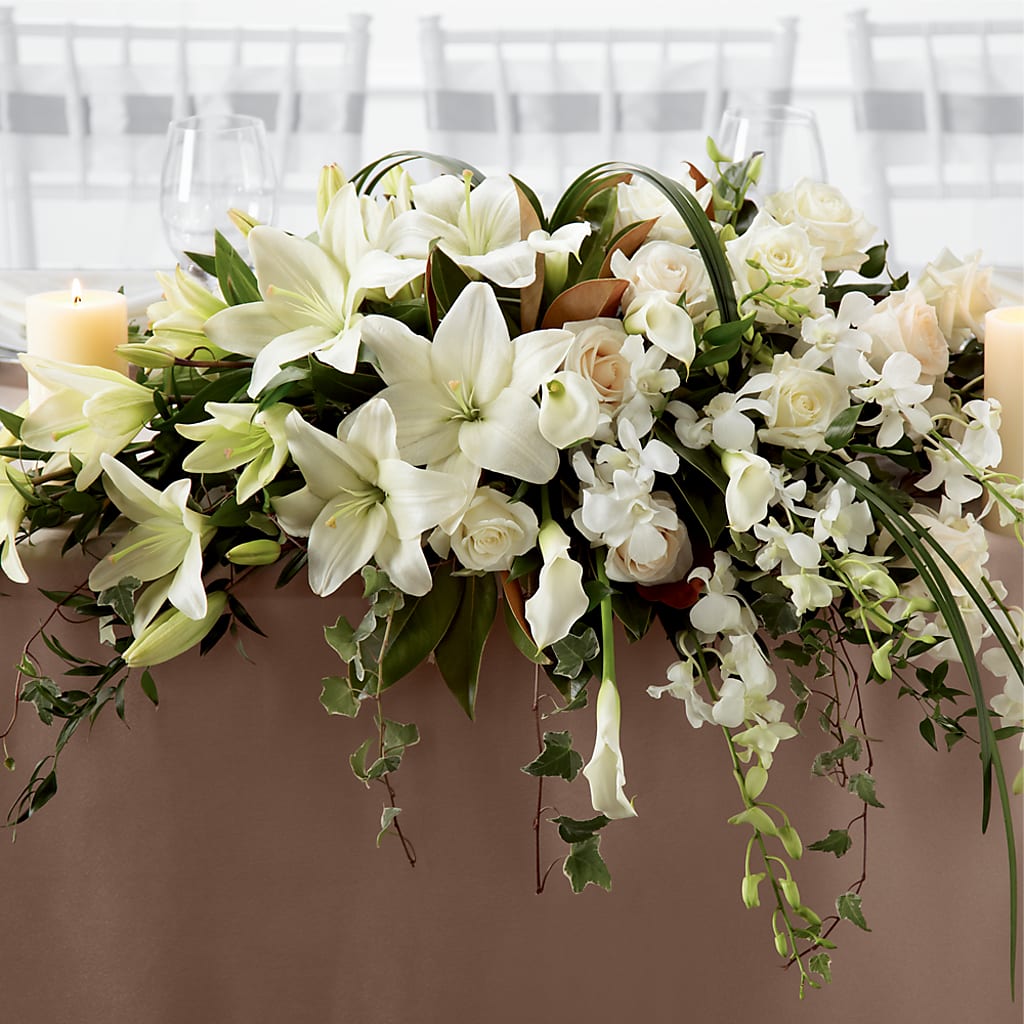 White Linen Arrangement – Thompson Country Florist, Wintersville OH