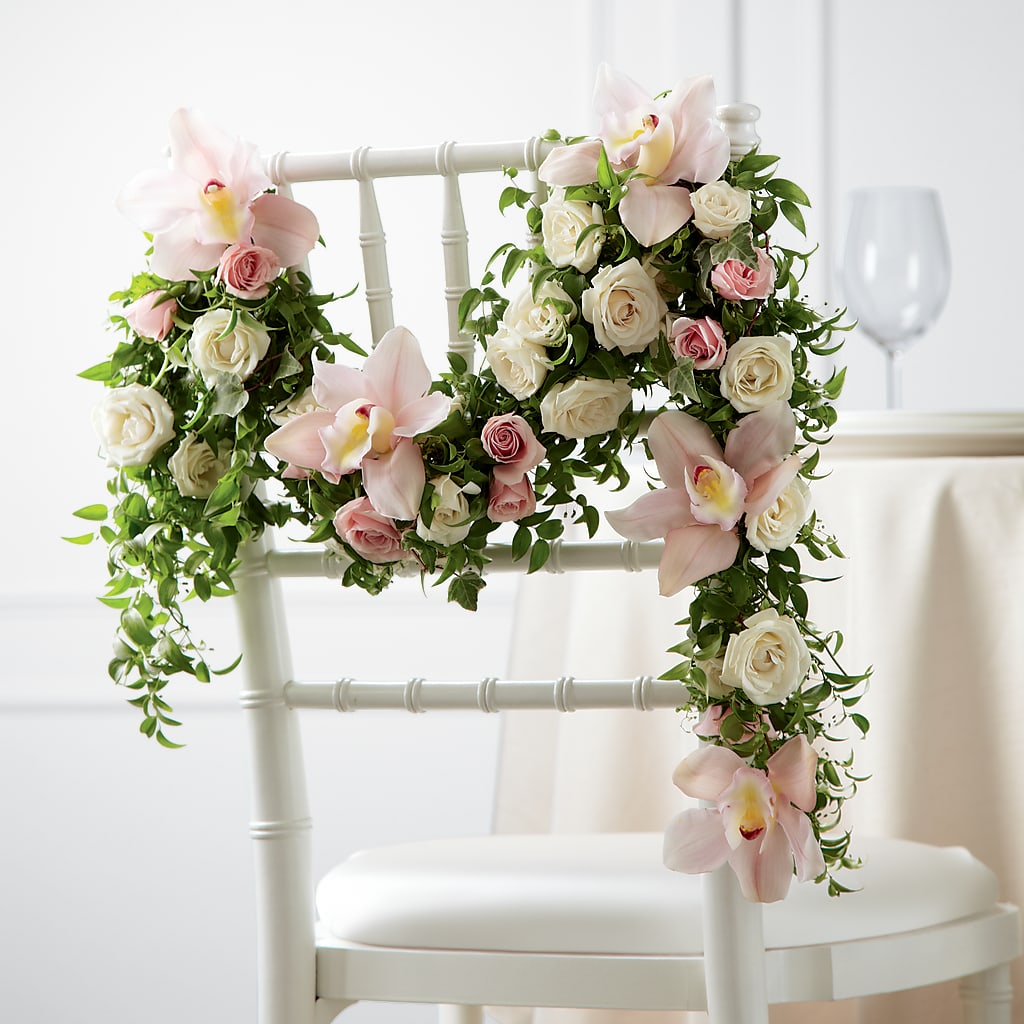 Orchid Rose Chair Décor – Thompson Country Florist, Wintersville OH