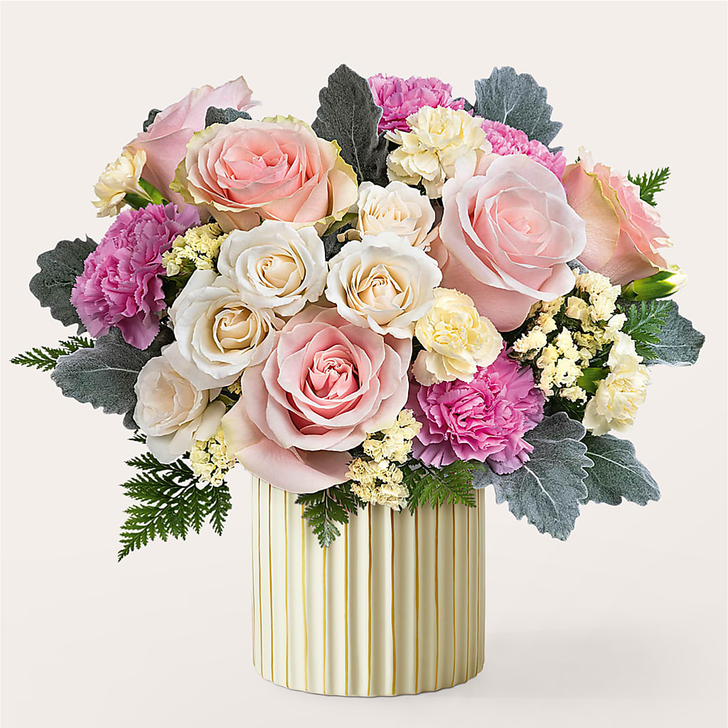 Blissful Moments Bouquet with Ivory Vase –  Thompson Country Florist, Wintersville OH