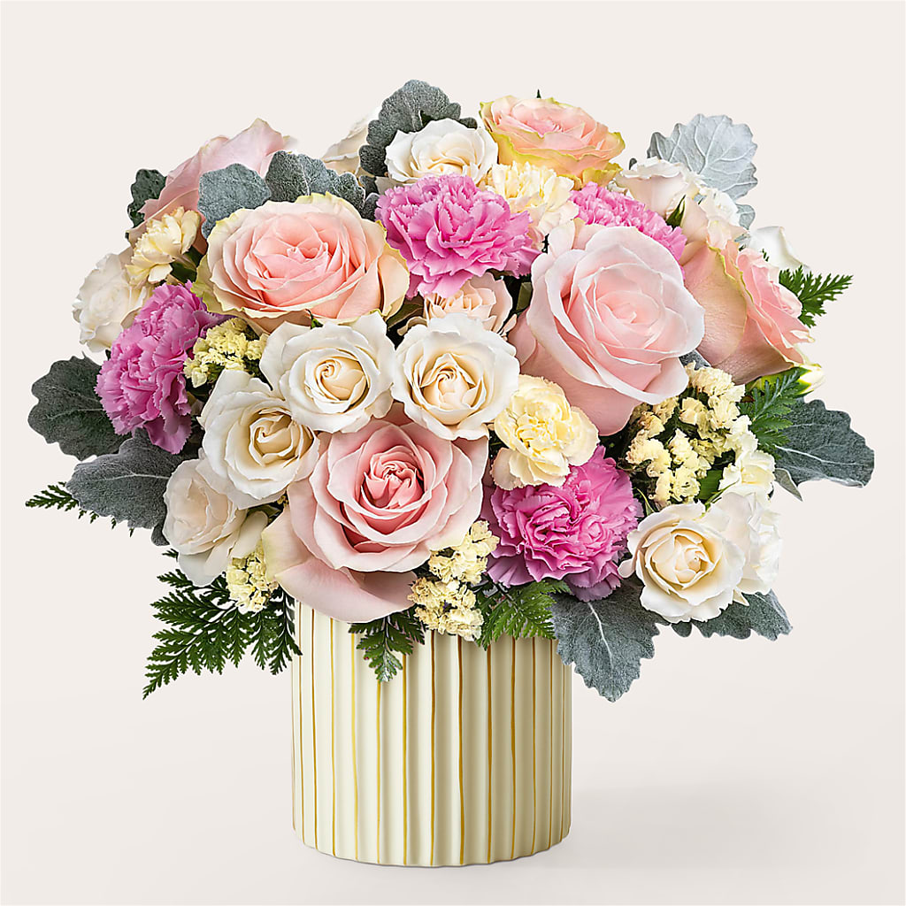 Blissful Moments Bouquet with Ivory Vase –  Thompson Country Florist, Wintersville OH