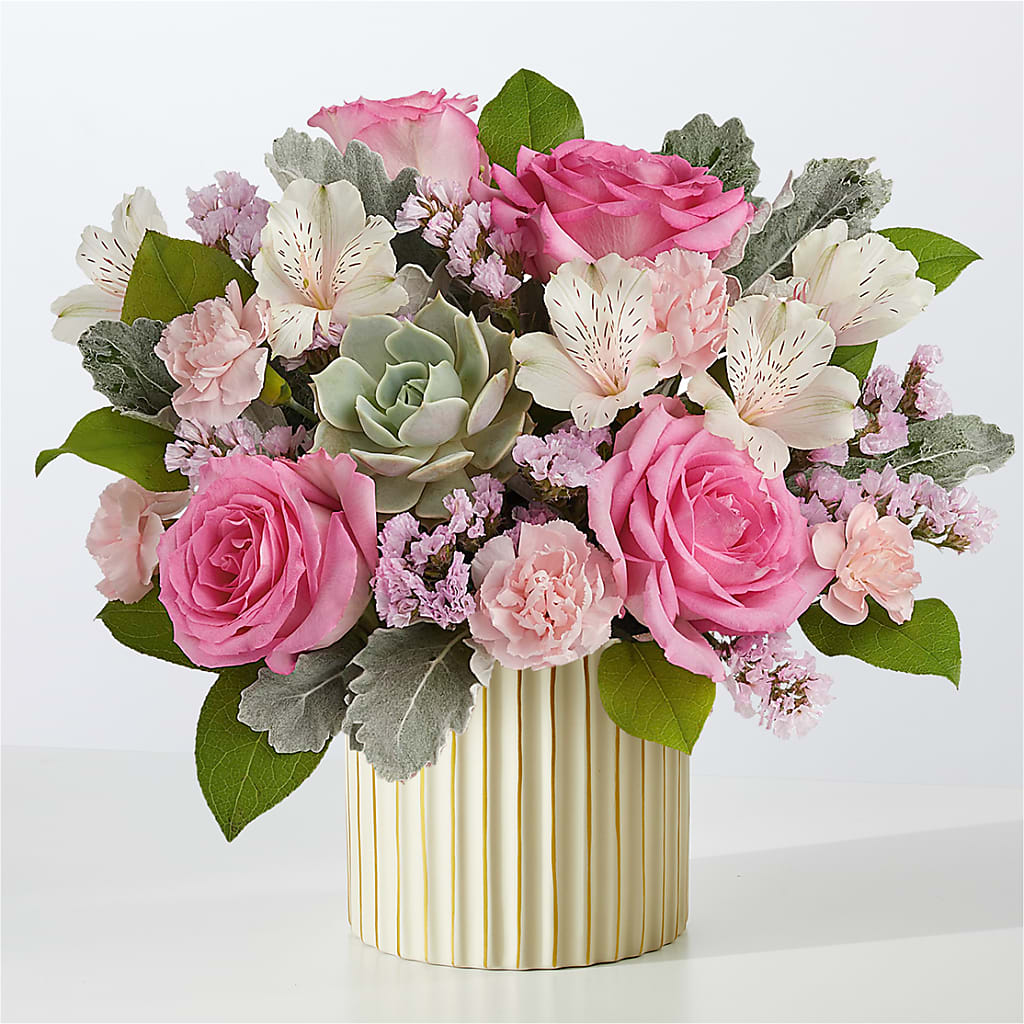 Dusty Rose Bouquet with Ivory Vase –  Thompson Country Florist, Wintersville OH