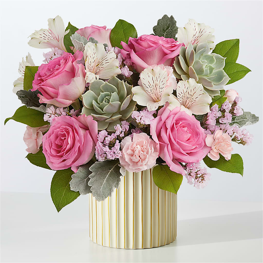 Dusty Rose Bouquet with Ivory Vase –  Thompson Country Florist, Wintersville OH
