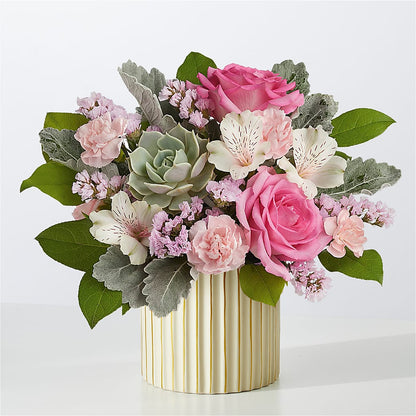 Dusty Rose Bouquet with Ivory Vase –  Thompson Country Florist, Wintersville OH