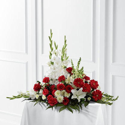 Crimson & White Arrangement –  Thompson Country Florist, Wintersville OH