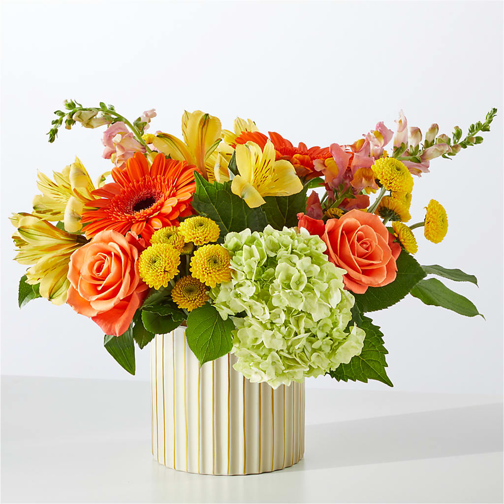 Autumn Sunshine Bouquet with Ivory Vase –  Thompson Country Florist, Wintersville OH