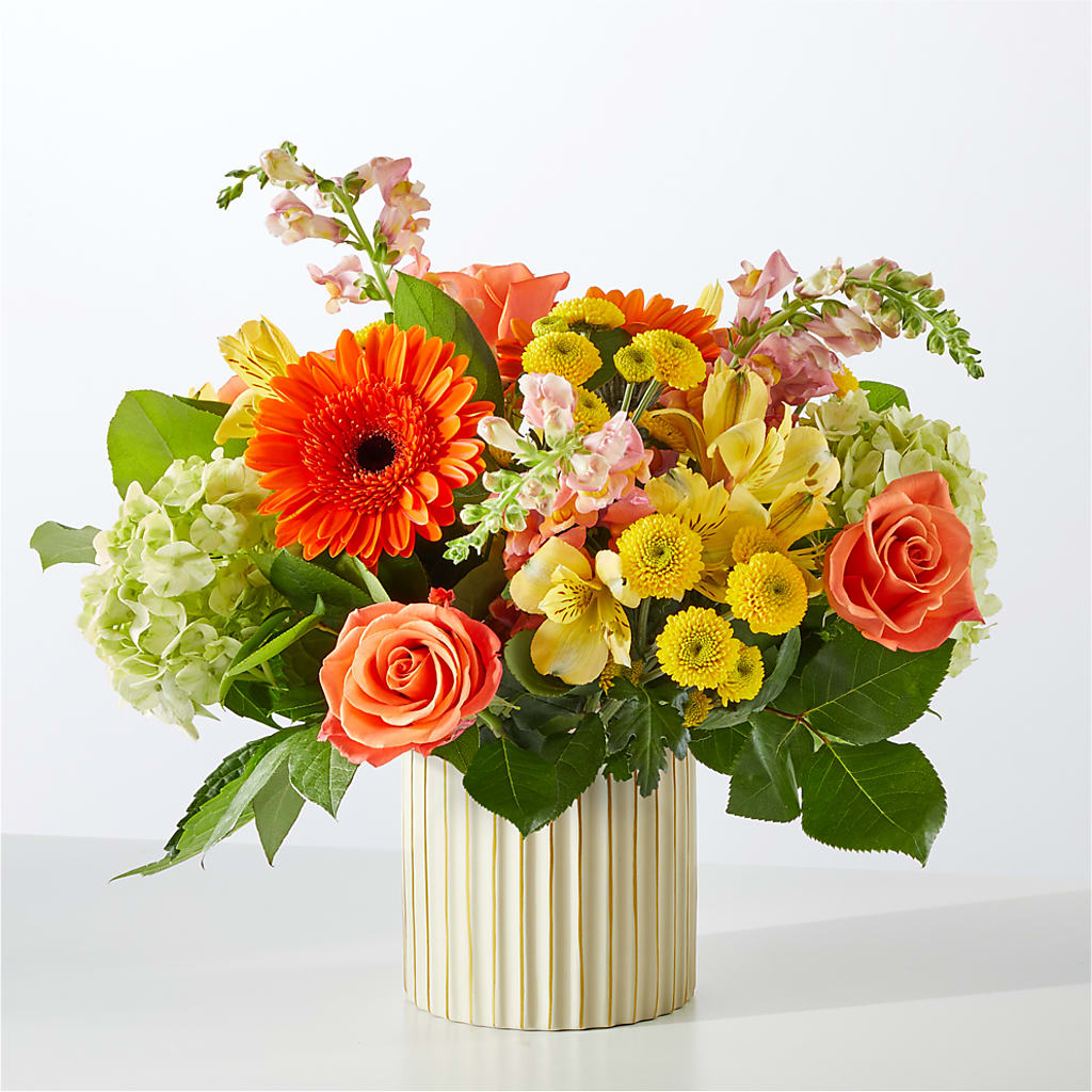 Autumn Sunshine Bouquet with Ivory Vase –  Thompson Country Florist, Wintersville OH